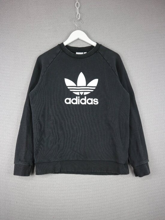 adidas Sweaters - Adidas Trifoil Logo Faded Black Crewneck Womens Medium